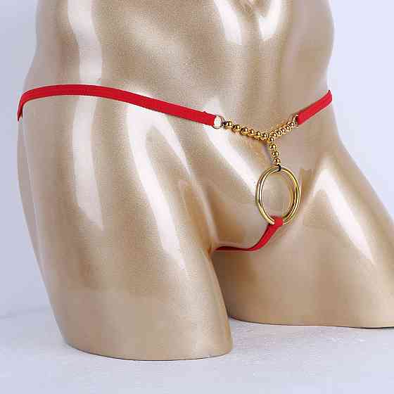 Мужские стринги с кольцом универсальный красный Киев