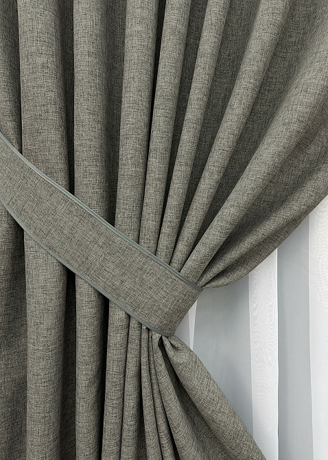 Комплект готових штор VR-Textil ALORA-TON № 1871ш Сірий 200х290см 2 шт (32-159) Київ - фото 5