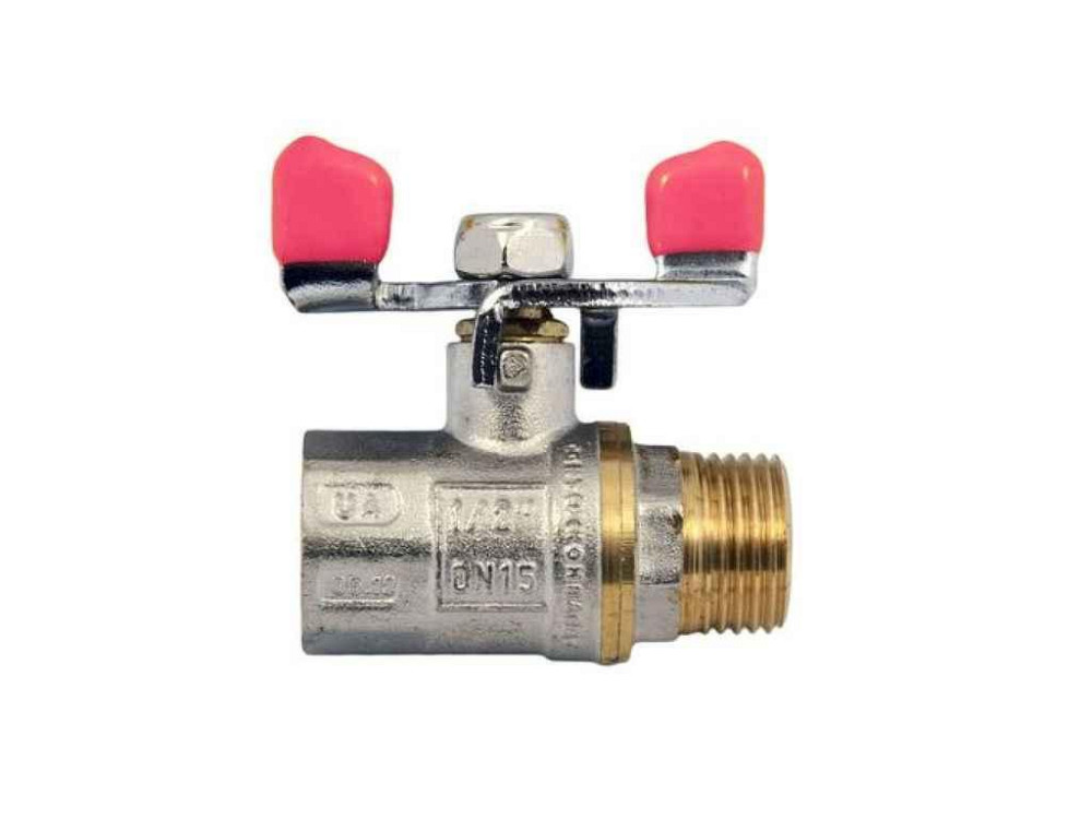 Кран шаровой 1/2 ГШМ,WP607-15FMW - FMW ручка бабочка красная ТМ WATERPRO Киев - изображение 1