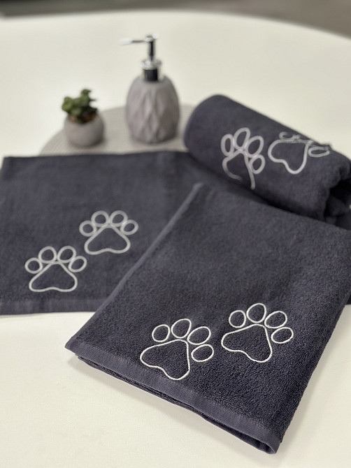 Полотенце махровое для животных с лапками от Ideal Textile 50х90 см 450 г/м2 графитовое Черновцы - изображение 7