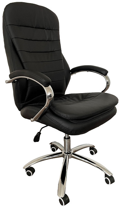 Офисное кресло руководителя Tehforward Valensia хром Anyfix Черный Киев - изображение 1