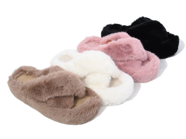 Тапочки женские открытый носок PaGo Мех накрест Одесса - изображение 6