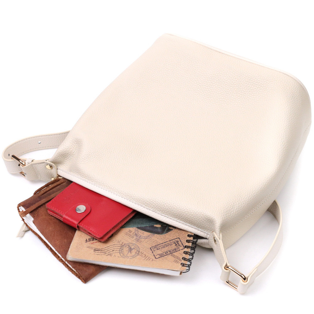 Удобная женская сумка с одной длинной ручкой из натуральной кожи Vintage 22307 Белая Киев - изображение 7