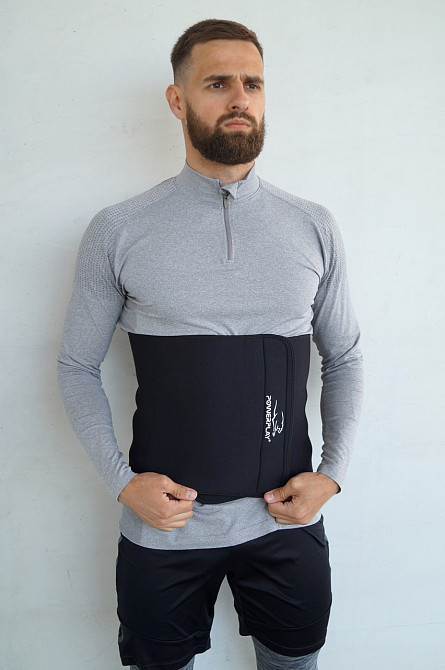 Пояс для схуднення PowerPlay 4301 (125*30 см) +  кишеня для смартфона Чорний Луцк - изображение 9