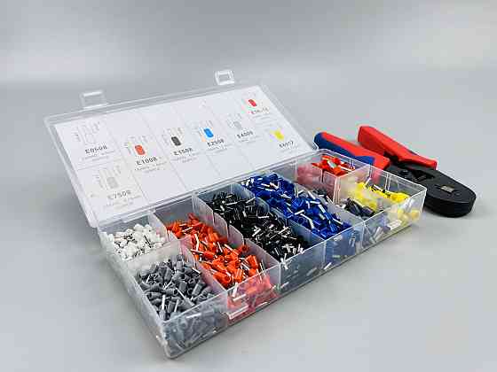 Набір наконечників для автопроводу 1200шт (8 видів)+ обтискні щипці 6 граней, набір обтискних інструментів Мукачево