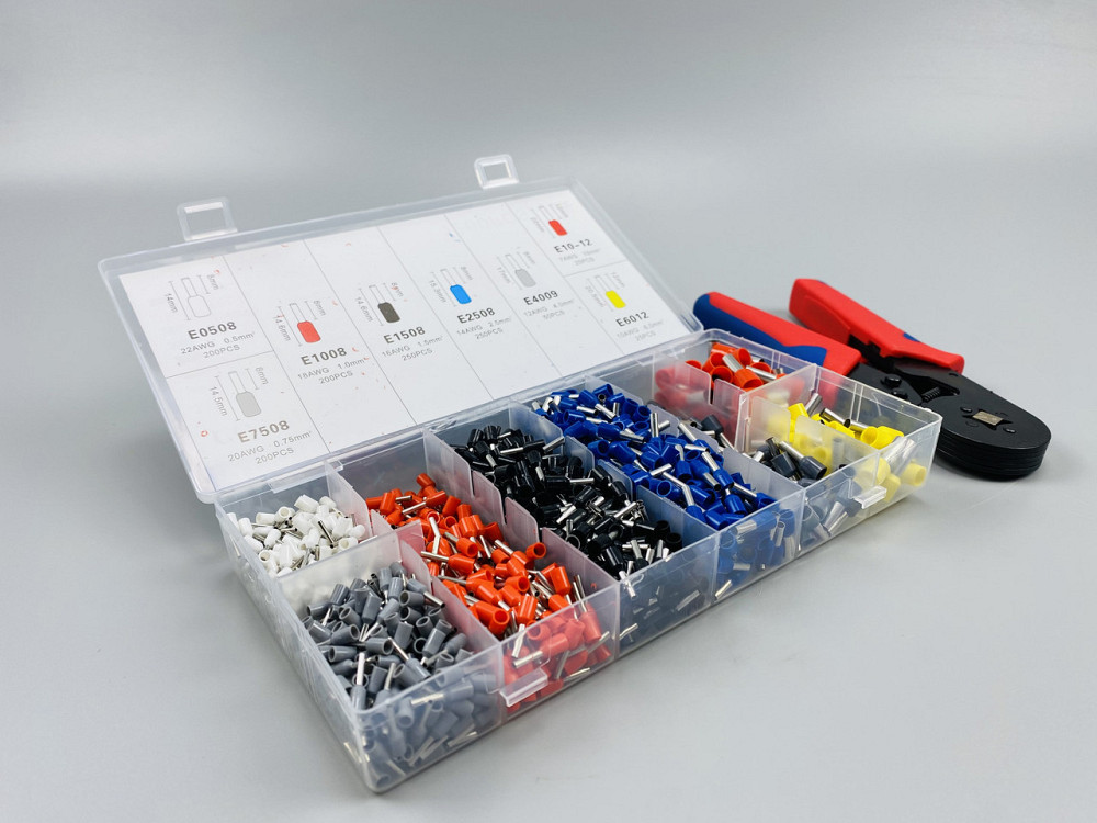 Набір наконечників для автопроводу 1200шт (8 видів)+ обтискні щипці 6 граней, набір обтискних інструментів Мукачево - фото 2