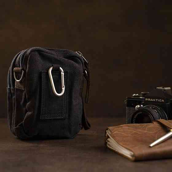 Барсетка текстильна на пояс Vintage 20082 Чорна Київ