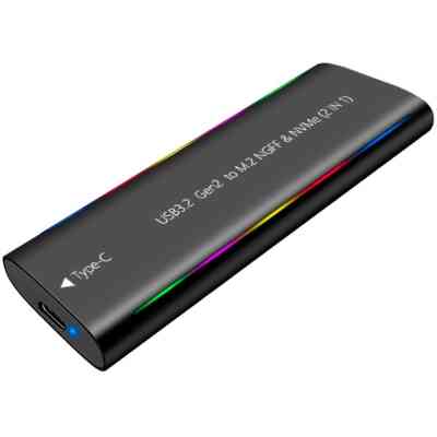 Карман внешний Dynamode M.2 SSD NVMe/SATA combo USB3.2 GEN2 Type-C aluminium black (DM-CAD-SSD10) Винница