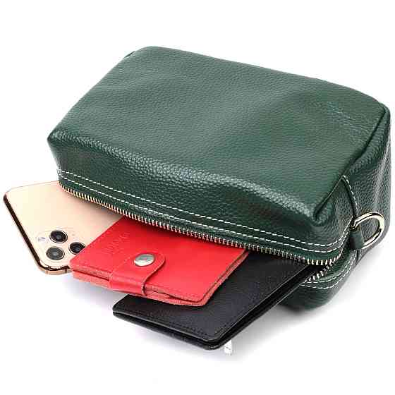 Универсальная сумка для женщин с двумя ремнями из натуральной кожи Зеленый (Vintage) Киев