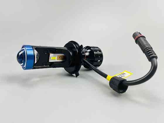 Світлодіодна лампа. (цоколь H4) (к-кт 2 шт) 12V-36V 80W set LED + лінза + чітка світлотінева межа, Мукачево