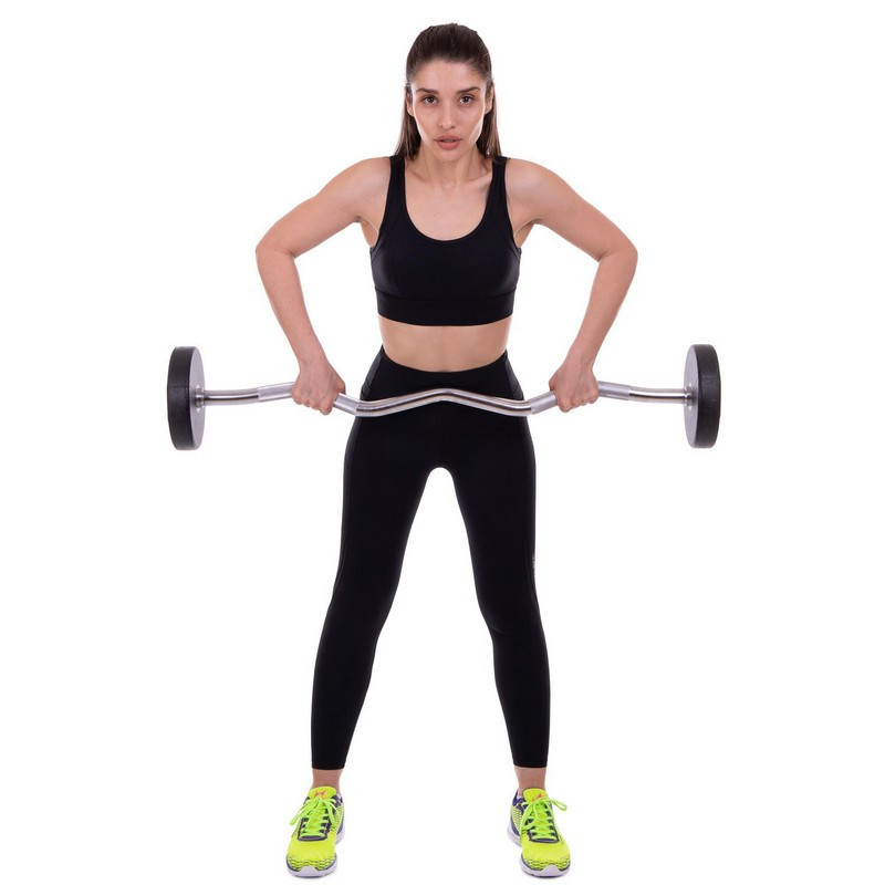 Штанга фиксированная изогнутая полиуретановая Zelart 2690-20 длина 104 см 20 кг Киев - изображение 9