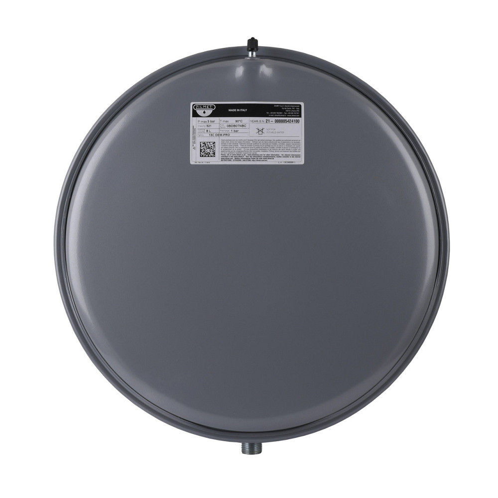 Бак Zilmet oem-pro для монтажу в котли плоский Арт. 521 8л 3bar D. 392 СІРИЙ 1/2″ ( 13C0000811 ) (000001804) Київ - фото 1