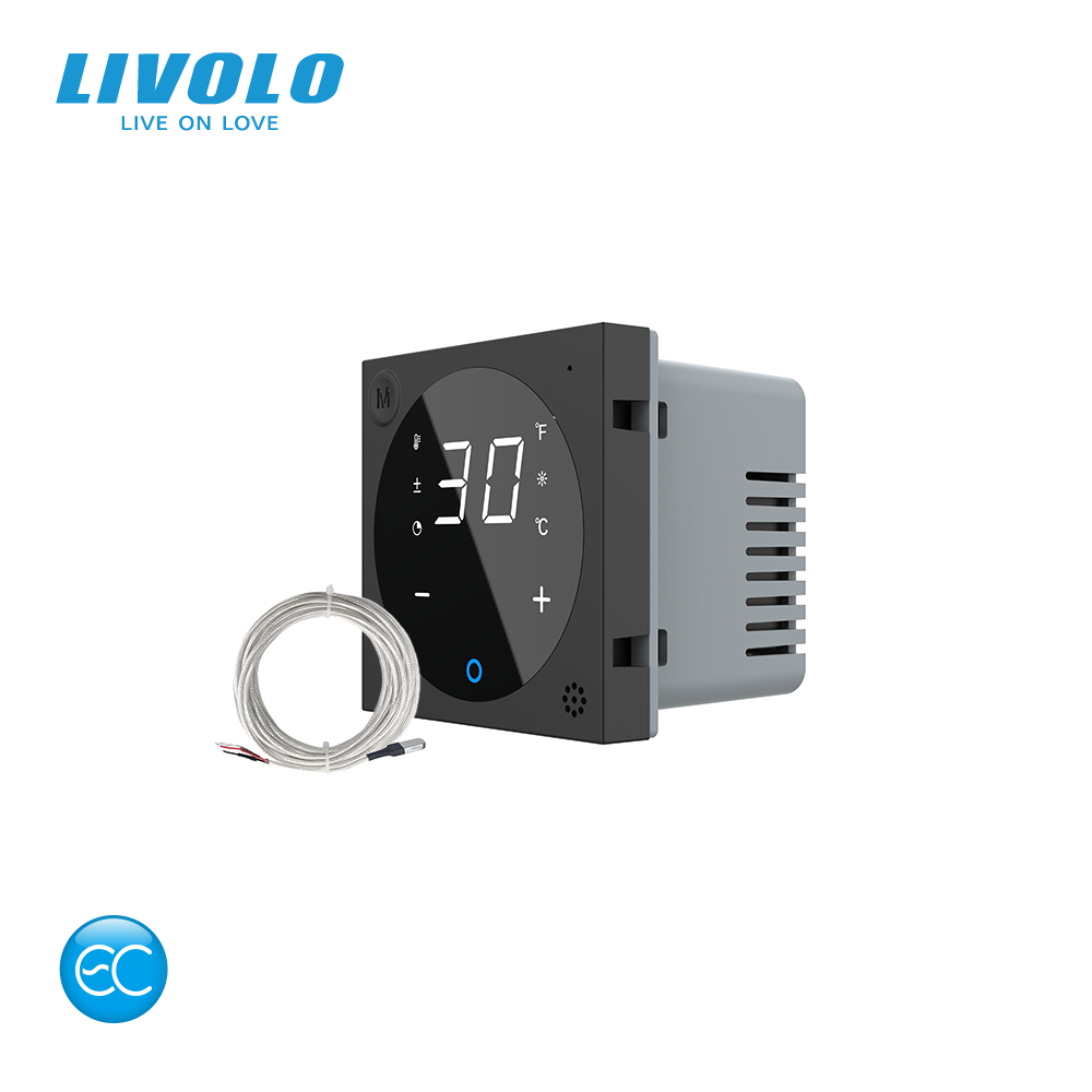 Розумний Wi-Fi терморегулятор (термостат) сенсорний програмований для електричної теплої підлоги LIVOLO, чорний, модуль без рамки (VL-FCQ1Z2-2BPS23) Коломыя - изображение 8