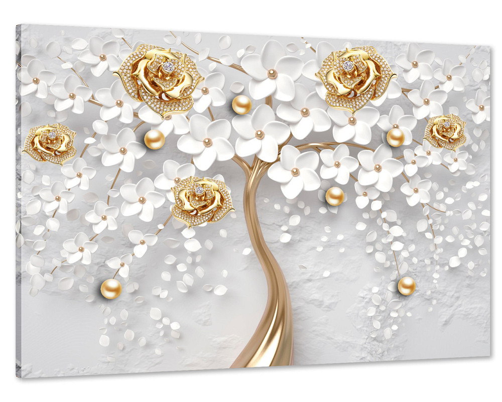 Картина холст в гостиную / спальню  Квіти золоті троянди   MLP_37 80x120 см Киев - изображение 1