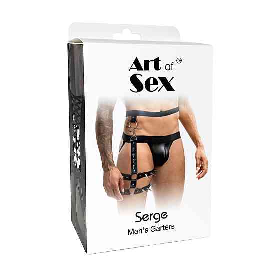 Чоловічі гартери з натуральної шкіри Art of Sex - Serge, колір Чорний, розмір L-2XL Sex Aura Київ