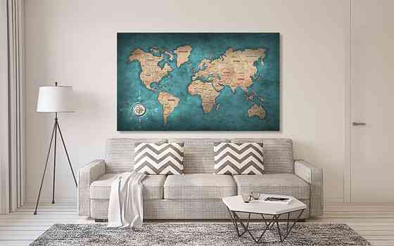 Картина полотно у вітальню / спальню   Мапа Світу    MLP_263 ( 60х30см ) 80x120 см Київ