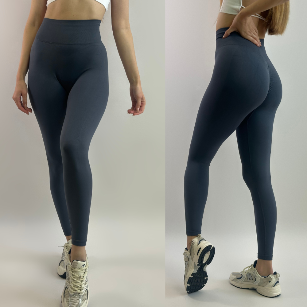 Жіночі спортивні лосини з ефектом пуш ап(Push up) широким поясом і високою посадкою однотонні Storm L Одеса - фото 1