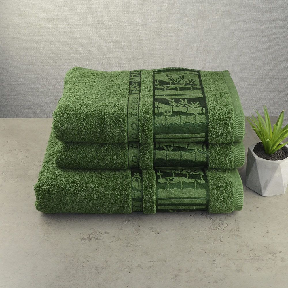 Набір махрових рушників 3шт GM Textile 50х90см, 50х90см, 70х140см BambooN 450г / м2 (Зелений) Суми - фото 1