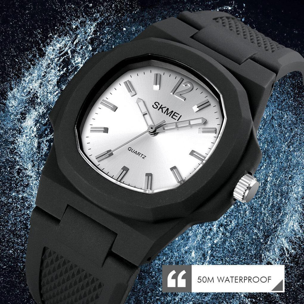 Мужские наручные часы Skmei 1717 (Черные с серебристым циферблатом) Киев - изображение 3
