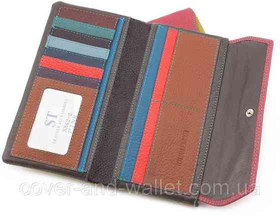 Жіночий шкіряний гаманець Sergio Tadei sb42 Colorful Line (yellow and pink) Київ