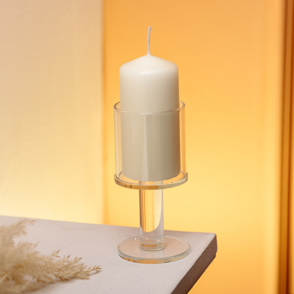 Стеклянный подсвечник на ножке 12.5 см прозрачный Киев - изображение 3