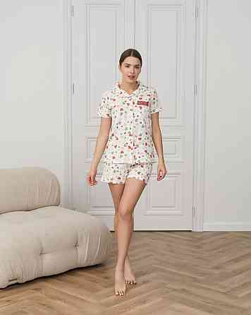 Женская пижама комплект рубашка с шортиками - сердечки Nicoletta 60236 XL Киев