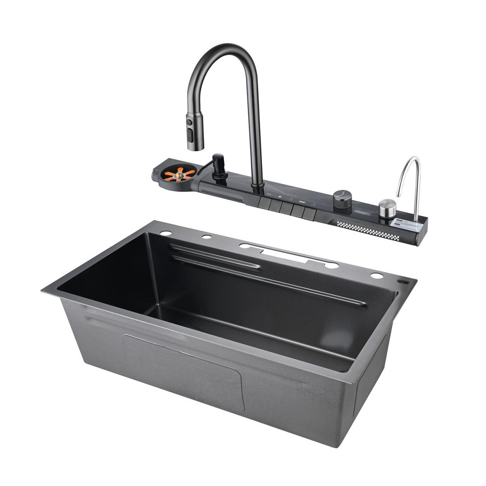 Кухонная раковина водопад Willda,кухонная мойка водопад темно-серая 75х46х22 (121317286) Киев - изображение 1
