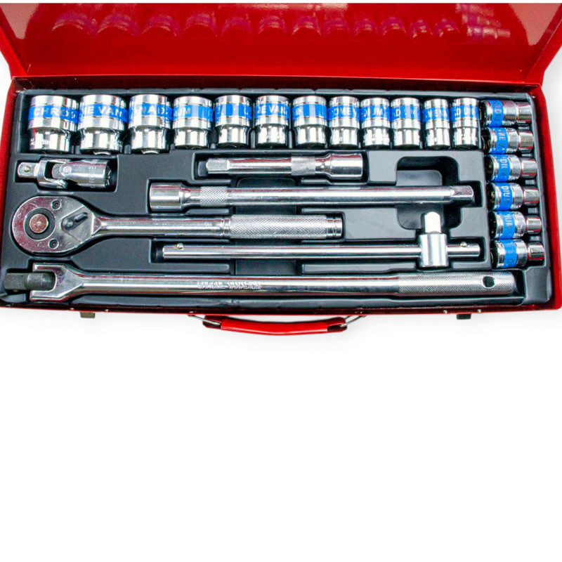 Набір інструменту 1/2" 24 шт, 8-32 мм з тріщ., подовжує., кардан. комір, головк. Strona Мукачево - фото 2