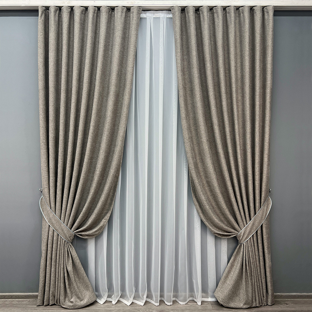 Комплект готових штор VR-Textil Льон Grand Linen № 2029ш Тауп 150х300см 2 шт (33-1028) Київ - фото 2