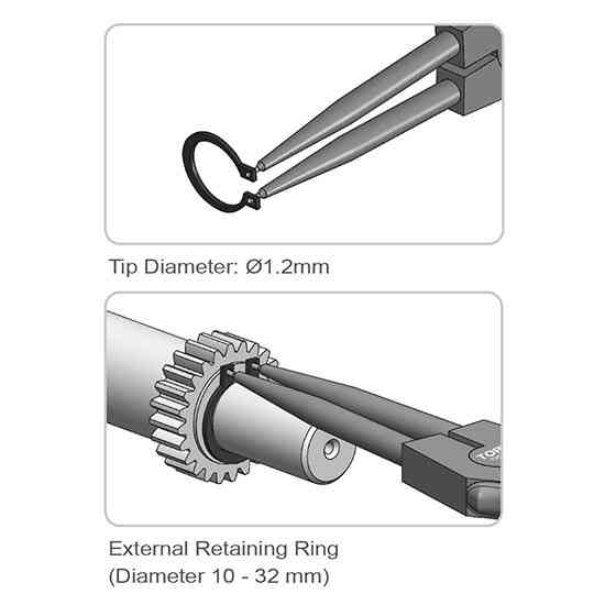 Круглогубці для зняття стопорних кілець Extra Long (розтискання прямі) TOPTUL DCBJ1381 Одеса