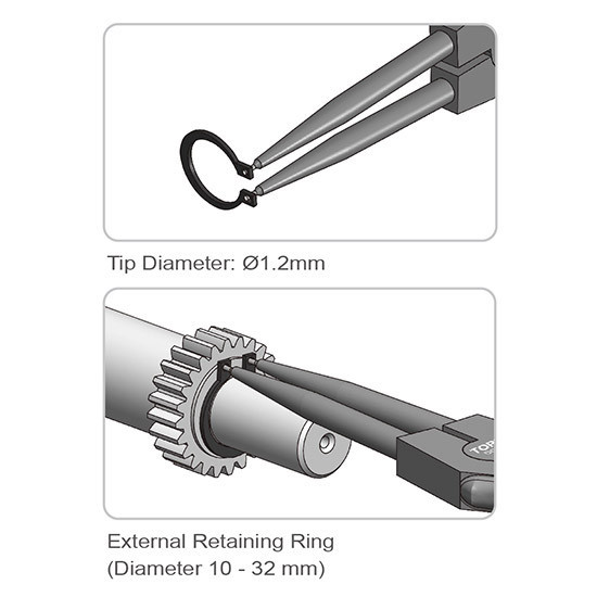 Круглогубці для зняття стопорних кілець Extra Long (розтискання прямі) TOPTUL DCBJ1381 Одеса - фото 3