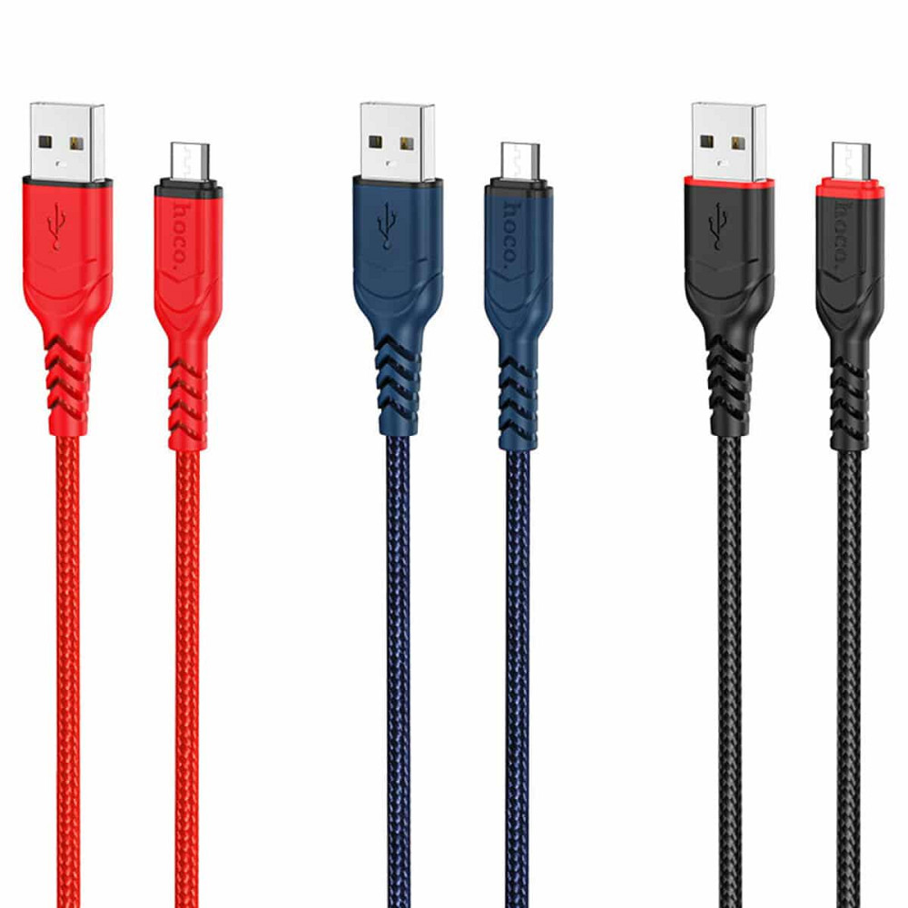 Кабель HOCO X59 USB to Micro 2.4A, 1m, nylon, TPE connectors, Red Київ - фото 2