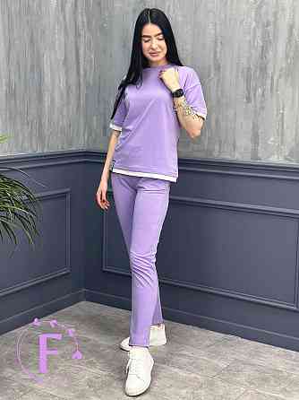 Летний трикотажный костюм-двойка Summer батал 54-56, Лавандовый Киев