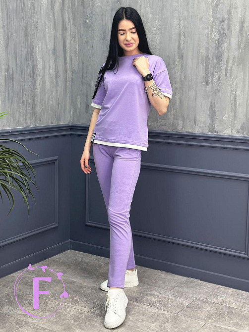 Летний трикотажный костюм-двойка Summer батал 54-56, Лавандовый Киев - изображение 3