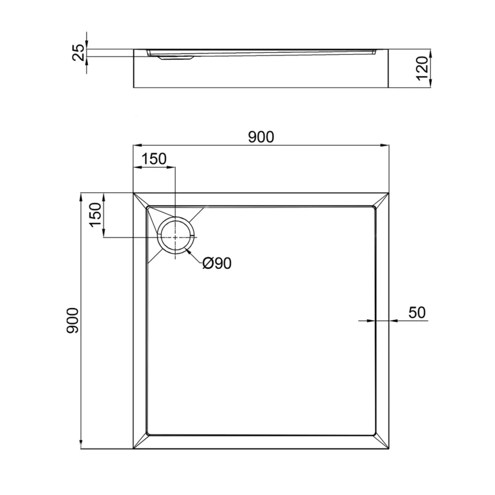 Душовий піддон Qtap Tern 309912C 90x90x12 см + сифон Київ - фото 17