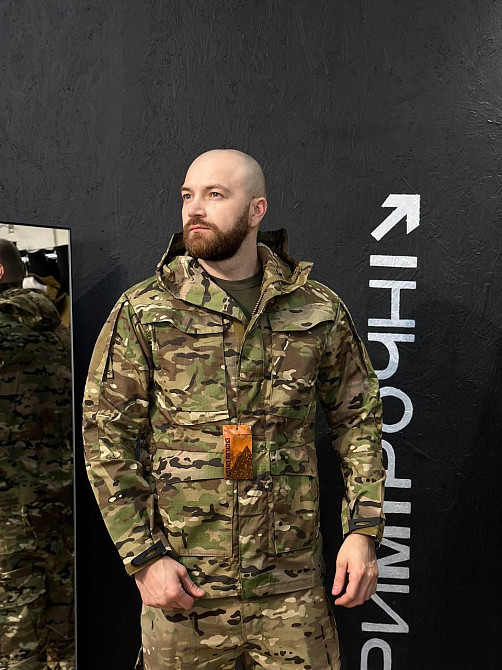 Армійська куртка з капюшоном та липучками зручна легка демісезонна з кишенями і захистом від вітру Львів - фото 2