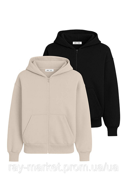Набор женский худи базовое 2шт RAY PREMIUM LOOSE комбинированный Бежевый/Черный (U0409W-Cream-Black) 3XL Киев - изображение 1