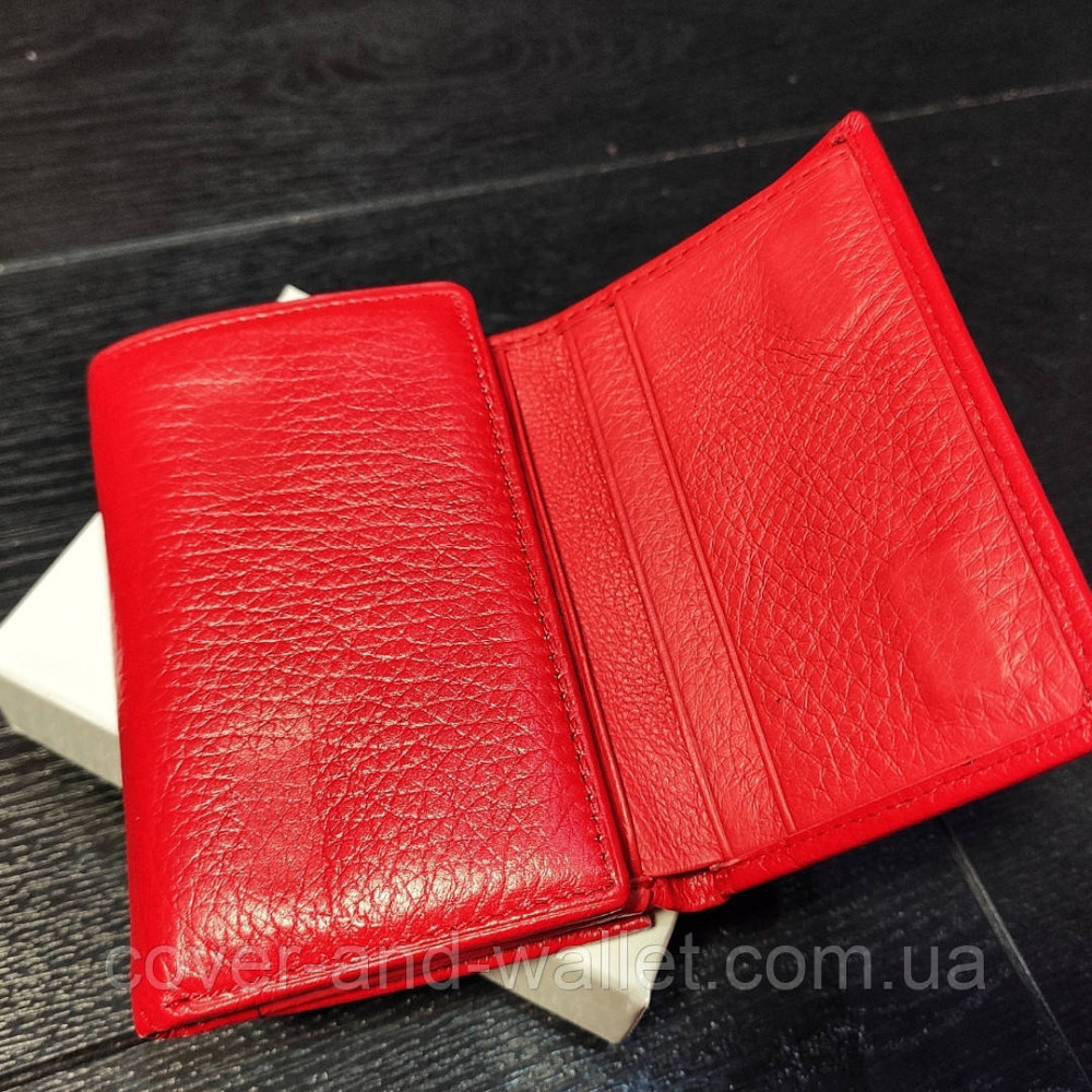 Компактный кожаный женский кошелек на магнитах красного цвета Marco Coverna 1419 Киев - изображение 3