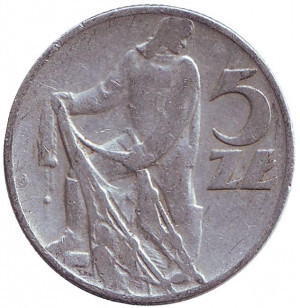 Рибалка. Монета 5 злотих. 1960 рік, Польща.(В) Полтава - фото 1