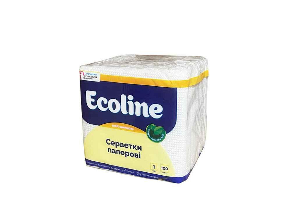 Серветки паперові 1-шарові, 100шт, білий ТМ Eco Line   Solmir Київ - фото 1