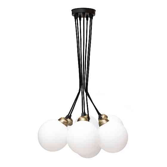 Люстра подвесная MSK Electric Luna светильник на семь плафонов шаров Е27 d-150mm PL 202612-7R BK Одесса
