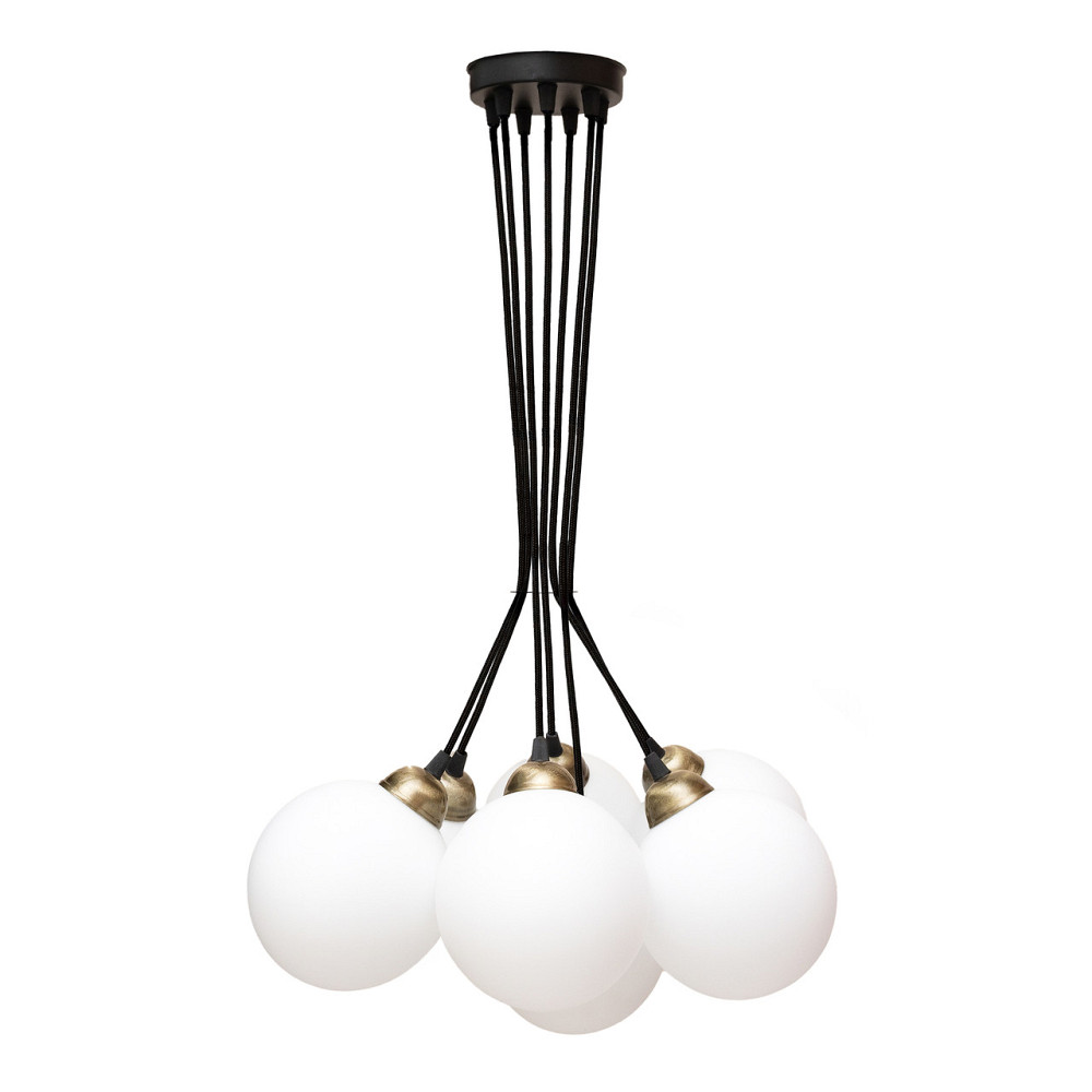 Люстра подвесная MSK Electric Luna светильник на семь плафонов шаров Е27 d-150mm PL 202612-7R BK Одесса - изображение 2