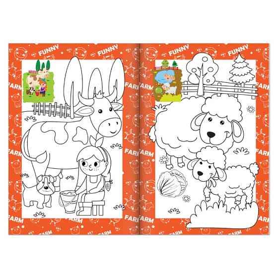 Книжка розмальовка "На фермі" РМ-48-45 с цветными подсказками Вінниця