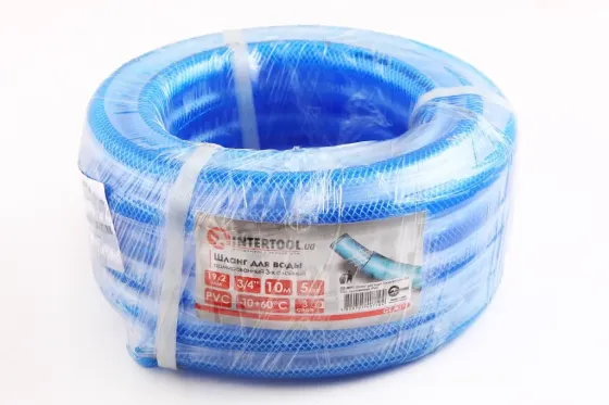Шланг для води 3/4 3-х шарний 10м армований синій Intertool Вінниця