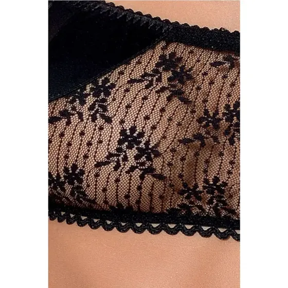 Комплект білизни Passion Exclusive PETRA SET L/XL, black, стрінги, широкий пояс, ліф-топік Львов