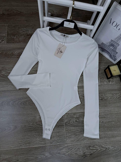 Женский базовый боди с длинным рукавом микродайвинг Молочный, 46/48 Одесса - изображение 1