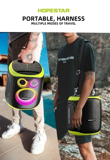 Портативна Bluetooth колонка Hopestar Party 130 із 2 мікрофонами, караоке, USB/TF, AUX, потужний звук Одеса - фото 8