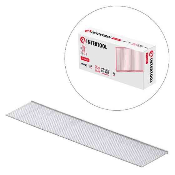Цвях для степлера PT-1603, PT-1612, 30 мм, 18GA, 1,0×1,25 мм, 5000 од/упак INTERTOOL PT-8630 Киев