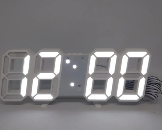 Годинник настільний LY 1089 з білим підсвічуванням, білий. Вінниця
