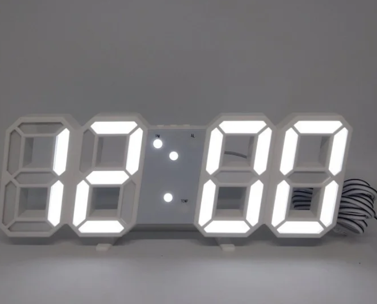 Годинник настільний LY 1089 з білим підсвічуванням, білий. Вінниця - фото 5